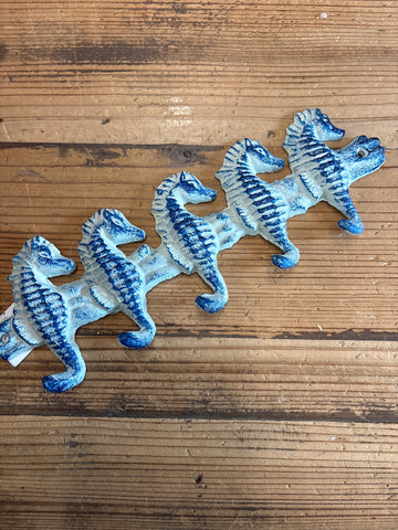 CLEARANCE- Cast Iron Five Seahorse Key Ring Wall Hook