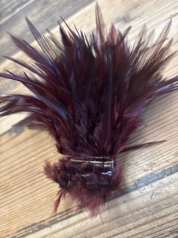 Maroon Rooster Saddle Feathers