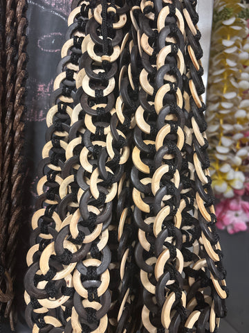 Coconut Ring Belt- Black and Tan 1" rings