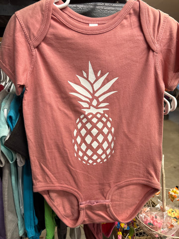 Baby Onesie- Big Pineapple- Mauve