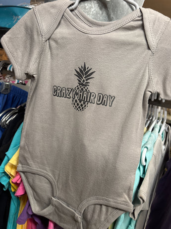 Baby Onesie- "Crazy Hair Day"- Khaki