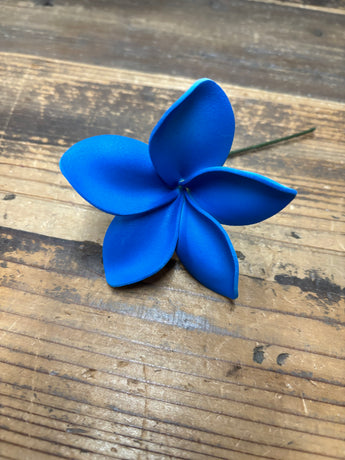 Foam Plumeria Hair Pick- Blue