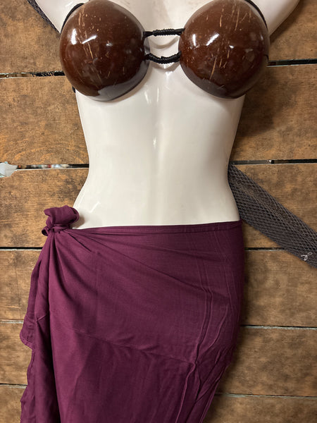 Pareu- No Fringe Rayon - Maroon