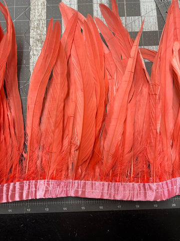 Rooster Tail Feathers 10-12” Spaced Apart - Flamingo