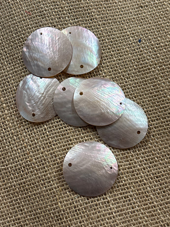Mother of Pearl Round Shell Brown Lip (Pinkish) 1.66”