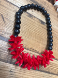 Car Lei- Black and Red Blooming Pikake