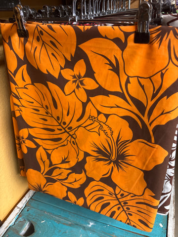 I’e Lavalava- Brown/Orange Hibiscus