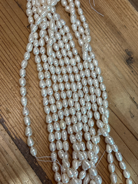 White Fresh Water Pearl Strand- Small Oval