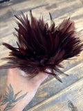 Rooster Saddle Feathers- Dyed Dark Cherry Red