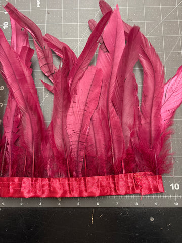 Rooster Tail Feathers 10-12” Spaced Apart - Maroon