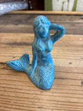 CLEARANCE- Cast Iron Mermaid Paper Weight Blue
