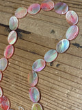 Dyed Pink Coral Freshwater OVAL Shell Strand