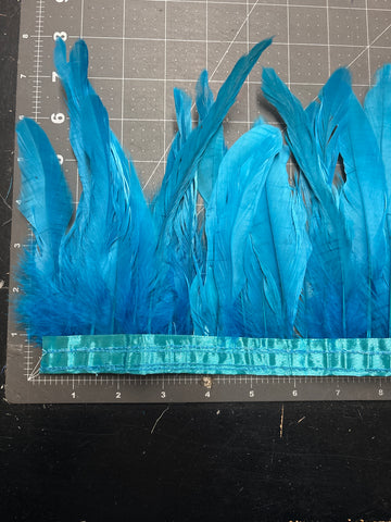 Rooster Tail Feathers 6-8” Spaced Apart - Turquoise
