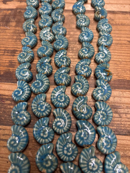 Blue Ceramic Conch Shell Strand