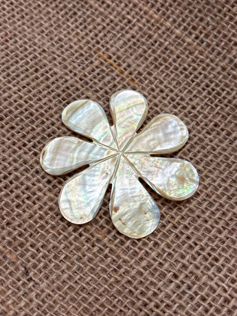 Mother of Pearl Rounded Petal Tiare Flower Shell Yellow Lip