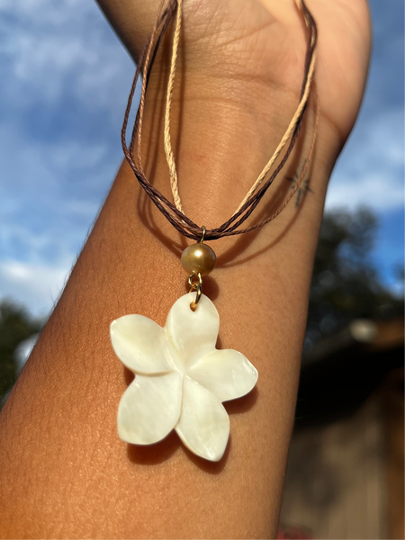 Calypso Mother of Pearl Plumeria Necklace