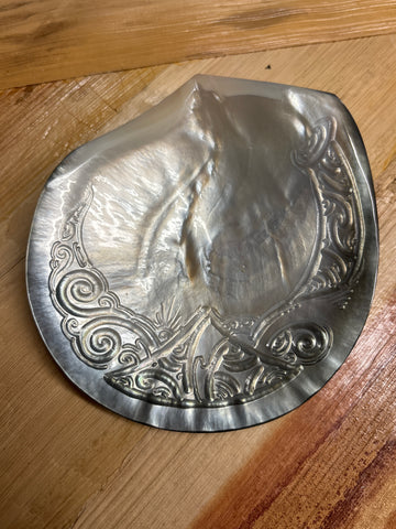Made in Tahiti Mother of Pearl Inside Carved Shell