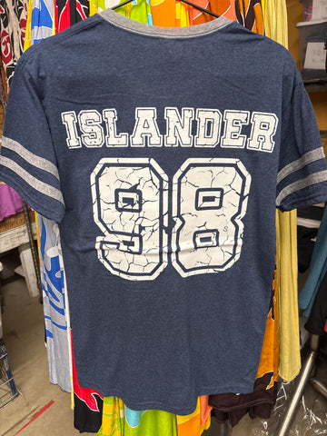 CLEARANCE- Football Tee- "Islander 98"- Blue/Gray