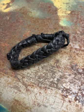 CLEARANCE- Black Woven Leather Bracelet