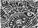 Black Gray White Tribal Tattoo Poly Cotton Fabric