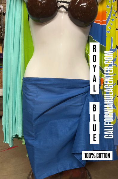 CLEARANCE- Solid Cotton Pareu- Royal Blue
