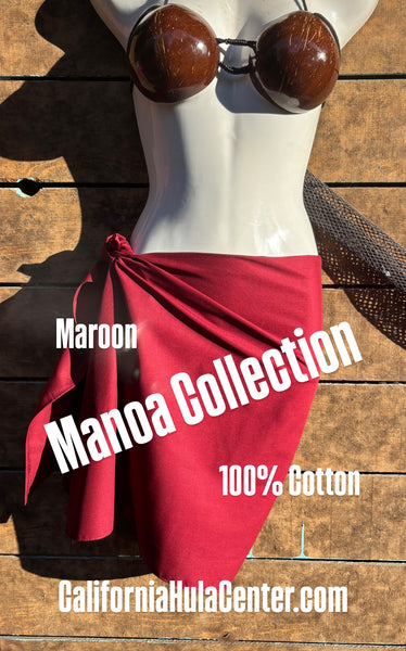 Manoa Premium Cotton Pareu Collection - Maroon