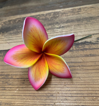 Foam Plumeria Hair Pick- Orange/Fuschia