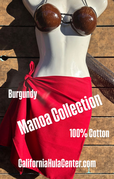 Manoa Premium Cotton Pareu Collection - Burgundy Red