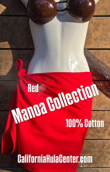 Manoa Premium Cotton Pareu Collection - Bright Red