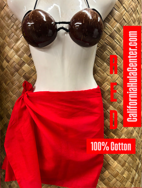 CLEARANCE- Solid Cotton Pareu- Red