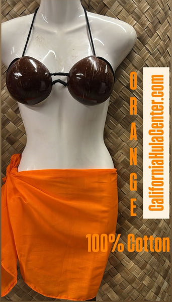 CLEARANCE- Solid Cotton Pareu- Orange