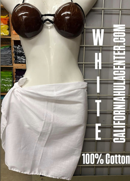 CLEARANCE- Solid Cotton Pareu- White