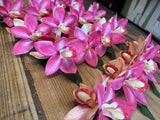 Small Fuchsia and Coral Orchid Hair Clip Flower