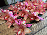 Small Fuchsia and Coral Orchid Hair Clip Flower