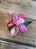 Small Fuchsia and Coral Orchid Hair Clip Flower