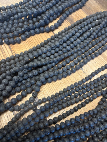 Round Lava Bead Strand