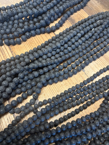 Round Lava Bead Strand