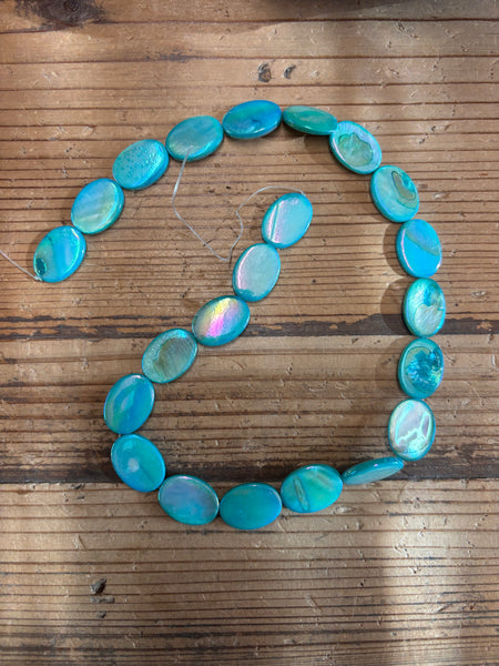 Dyed Turquoise Natural Shell Strand OVAL