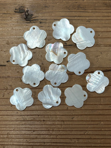 White Mother of Pearl Flower Shell 1”