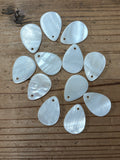 White Mother of Pearl Teardrop Shell 1”