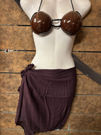 Pareu- Fringeless Rayon - Dark Brown