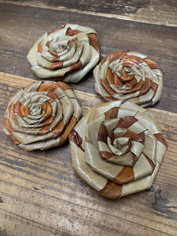 Brown/Tan 2-Toned Lauhala Roses 1.5" wide