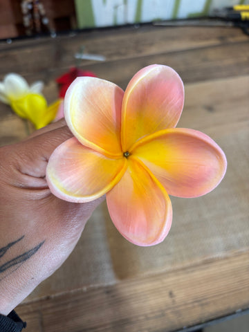 Jelly Foam Plumeria Hair Pick-Pink/Yellow