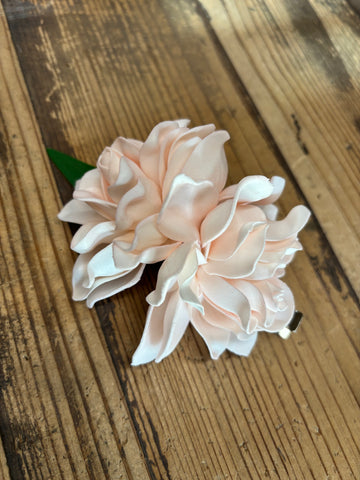 Double Gardenia Flower Hair Clip- Pink