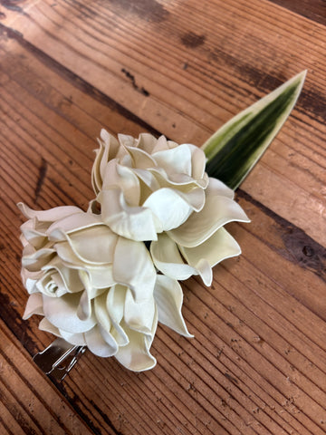 Double Gardenia Flower Hair Clip- Cream