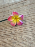 Mini Plumeria Hair Pick-Fuchsia/Yellow