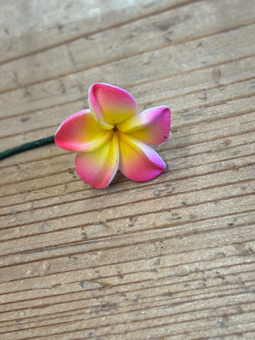 Mini Plumeria Hair Pick-Fuchsia/Yellow