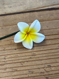 Mini Plumeria Hair Pick-White/Yellow