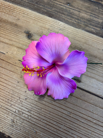 Foam Hibiscus 4” Hair Pick-Pink/Purple