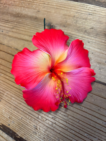 Foam Hibiscus 4” Hair Pick-Red